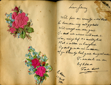 X-3748 Poëziealbum van Jannie Groenendijk te Zierikzee, begonnen toen zij 8 jaar oud was. Pagina 39