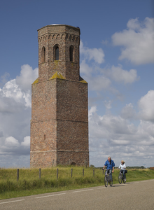 X-4858 Burghsluis. Plompetorenweg. De zgn. Plompe Toren . De toren bleef over van het voormalige dorp Koudekerke, dat ...