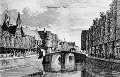 ZM-0152 Zierikzee. De Stenen- of Brede Brug over de Oude Haven, ter hoogte van de Gasthuiskerk. Afgebroken bij de ...