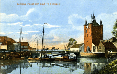 ZM-1870 Zierikzee. Zuidhavenpoort met brug.