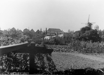ZS-0167 Zierikzee. Gasthuisboomgaard, gezien richting Lange Nobelstraat. Thans is hier een parkeerterrein.