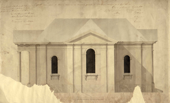 THA-0041 Zijfront eener nieuw te bouwen Kerk voor de hervormde gemeente te Zierikzee, ontworpen den 1 April 1835 door. ...