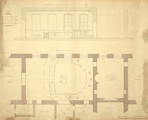 THA-0082 Plan/ van een gedeelte van het/ Raadhuis te Zierikzee/ aantoonende eenige verbete/ ringen in de zitting der/ ...