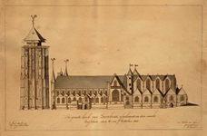 THA-0159 De groote kerk van Zierikzee afgebrand in den nacht / tusschen den 6: en 7: october 1832.. Zierikzee. De Sint ...