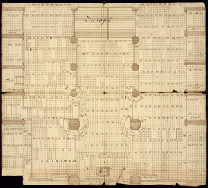 THA-0178 Zierikzee. Schematische plattegrond van een gedeelte van de St. Lievens Monsterkerk, waarop aangegeven de ...