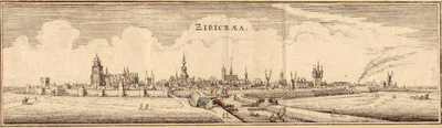 THA-0227 ZIRICZÆA.. Zierikzee. Profiel, gezien vanuit het zuidwesten.