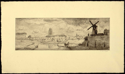 THA-0266 Zierikzee. Profiel, vanuit het zuiden. Rechts Bolwerk met molen Den Haas , midden Hoofdpoortstraat.