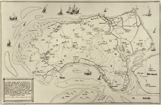 THA-0270 Schouwen. Verkleinde kopie uit 1791 van de kaart van het eiland Schouwen, met het meest westelijke deel van ...
