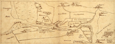 THA-0340 Kaart van de Rivier de Eendracht en de Polders daar aa[n] gelegen zoo die was Ao. 1555.. Tholen. Kopie in ...