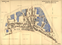 THA-0373 Zierikzee. Plattegrond van het noordelijke deel van de binnenstad, waarop de loop van de ...