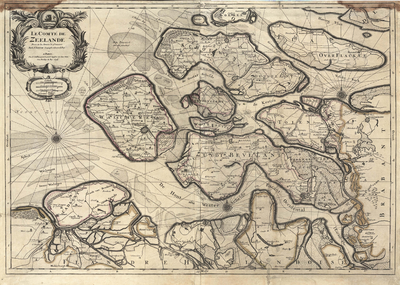 THA-0547 Le Comté de Zeelande. Kaart van Zeeland en het omliggende gebied. Latere uitgave van de kaart, oorspronkelijk ...