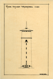 THA-0744 Studie Ontwerp Watertoren. Zierikzee. De watertoren. Niet doorgegaan ontwerp, vervaardigd onder supervisie van ...
