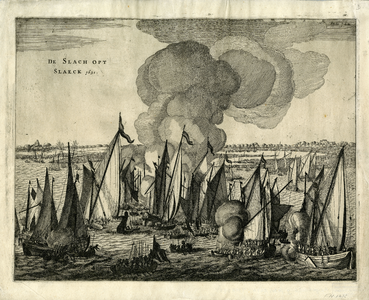 THA-0985 De Slach opt Slaeck 1631. Zeeslag tussen de Zeeuwse vloot en de Spanjaarden op het Slaak ten noorden van St. ...