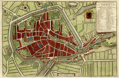 THA-1576 Nieuwe Grondtekening van Zierikzee (..).. Zierikzee. Stadsplattegrond, uitgave Tegenwoordige Staat van Zeeland ...