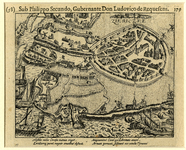 THA-1588a Sub Philippo Secundo, Gubernante Don Ludovico de Requesens.. Zierikzee. Historieprent van het beleg van ...