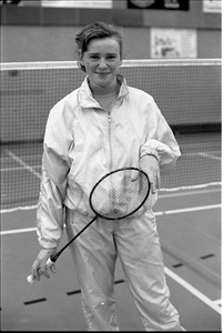 JVH-1534 Zierikzee. Groene Weegje. Sporthal Onderdak. Badmintonster Jaqueline Altena is genomineerd voor de titel ...