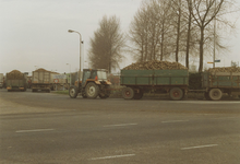 890177 Aanvoer van suikerbieten tijdens de laatste campagne van de Suiker Unie aan de Westkade te Sas van Gent