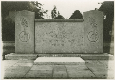 2341 Gedenkteken op de Algemene Begraafplaats aan de Burchtlaan te Axel, tegenover de graven van de Poolse soldaten. ...