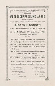 3-4 Reclame voor een lezing door Sjef van Dongen op 30 april 1929 in Druten, georganiseerd door de rooms-katholieke ...