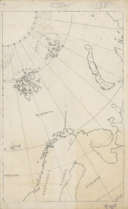 4-1 Kaart met Spitsbergen, Frans Jozefland, Bereneiland, Nova Zembla, Noorwegen en Finland