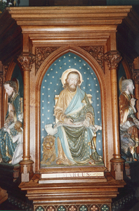 365 Detail van de preekstoel in de Rooms-katholieke kerk te Kwadendamme