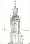 9 St. Baafs Aardenburg. Het bovenste deel van de toren van de Sint Baafs kerk te Aardenburg. Naar een pentekening.