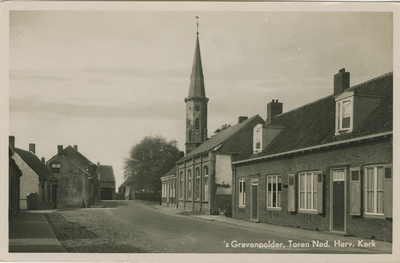 GRP-P-2 's-Gravenpolder, Toren Ned. Herv. Kerk. De toren van de Nederlandse Hervormde kerk aan de 's-Gravenstraat te ...