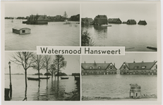 HAN-P-114 Watersnood Hansweert. Combinatiekaart Watersnood Hansweert : vier foto's van ondergelopen huizen tijdens de ...