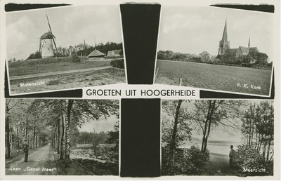 HGH-P-58 Groeten uit Hoogerheide. Combinatiekaart Groeten uit Hoogerheide : linksboven de molen, rechtsboven de ...