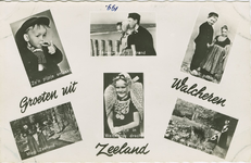 KLD-P-299 Groeten uit Walcheren Zeeland. Combinatiekaart Groeten uit Walcheren Zeeland : zes foto's van personen in ...