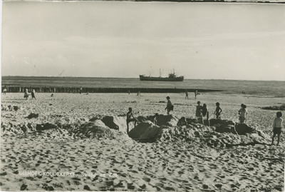 KOU-P-209 Dishoek-Koudekerke, Strand en Zee. Het strand te Dishoek bij Koudekerke