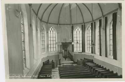 OST-P-8 Oosterland, Interieur Ned. Herv. Kerk. Interieur van de Nederlandse Hervormde kerk te Oosterland