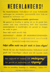 68 Nederlanders! De Nederlandsche Volksdienst wil onze Volkskracht vergroten en hulp en bijstand verlenen aan ...