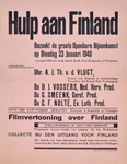 70 Hulp aan Finland - Oproep om de Groote Openbare Bijeenkomst in Vlissingen op dinsdag 23 januari 1940 te bezoeken