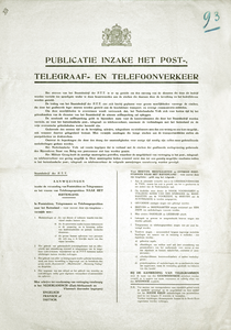 93 Staatsbedrijf der P.T.T. - Publicatie inzake het Post-, Telegraaf en Telefoonverkeer