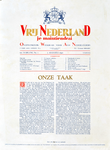 102 Oorkonde - Vrij Nederland je maintiendrai, Onafhankelijk Weekblad voor Alle Nederlanders - Onze taak: Ons blad wil ...