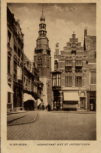 1584 'Vlissingen. Kerkstraat met St. Jacobstoren' gezien vanaf het Bellamypark