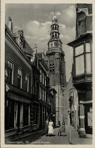 1645 'Vlissingen. St. Jacobstoren'. Kerkstraat en Sint Jacobskerk