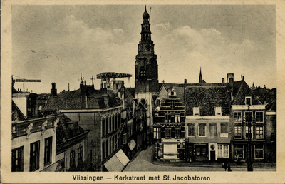 1647 'Vlissingen - Kerkstraat met St. Jacobstoren' gezien vanaf het Bellamypark