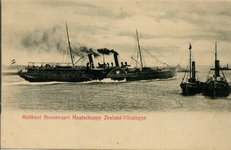 1797 'Mailboot Stoomvaart Maatschappij Zeeland-Vlissingen' Een raderboot van de Stoomvaartmij. Zeeland verlaat de ...