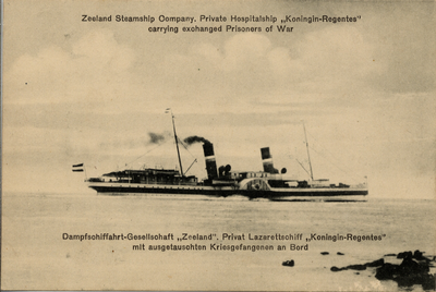 1949 'Zeeland Steamship Company. Privat Hospitalship 'Koningin-Regentes' carrying exchanged Prisoners of War' (zelfde ...