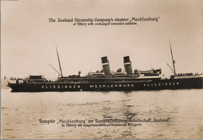 1998 The Zeeland Steamship Company's steamer 'Mecklenburg' at Tilbury with exchanged wounded soldiers. | Dampfer ...