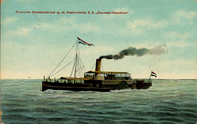 2086 'Provinciale Stoombootdienst op de Westerschelde S.S. 'Zeeuwchs-Vlaanderen' Gebouwd door de Kon. Mij. de Schelde, ...