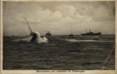 2335 'Beloodsen van schepen te Vlissingen' Loodswezen, loodsboot op de rede van Vlissingen.