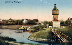 2437 'Watertoren, Vlissingen'. Op de voorgrond de kleine Spuiboezem, op de achtergrond de Badhuisstraat