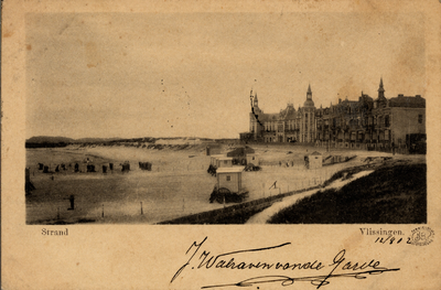2830 'Strand. Vlissingen'Badstrand en Boulevard Evertsen met Grand Hotel des Bains (later Britannia).