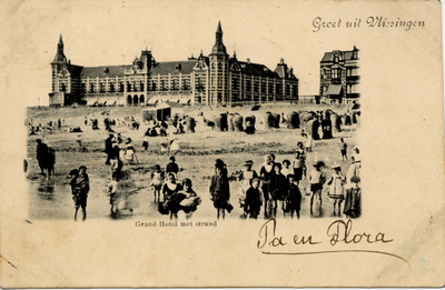 2913 'Grand Hotel met strand. Groet uit Vlissingen'Badstrand en Grand Hotel des Bains (later Britannia) op Boulevard ...