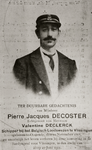 2941 Bidprentje van Pierre Jacques Decoster. Echtgenoot van mevrouw Valentine Declerck. Schipper bij het Belgische ...