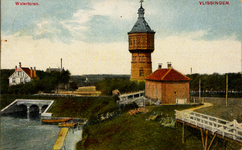 3075 'Watertoren. Vlissingen' Watertoren gebouwd in 1894, met op de voorgrond de kleine Spuiboezem
