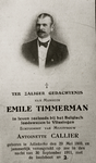 3544 Bidprentje van Mijnheer Emile Timmerman. In leven zeeloods bij het Belgische loodswezen te Vlissingen. Echtgenoot ...